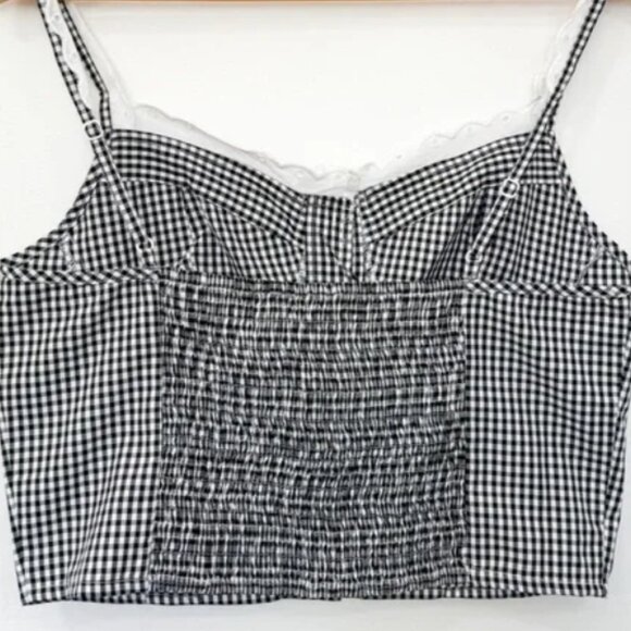 Brand New Women's SIM & SAM Gingham Crop Top - Picture 2 of 7